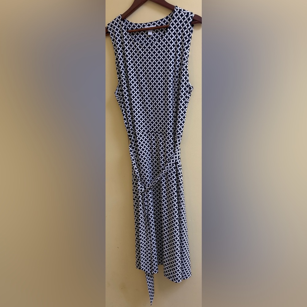 Big Sale! Charter Club Navy and White Geometric Dress XL New
